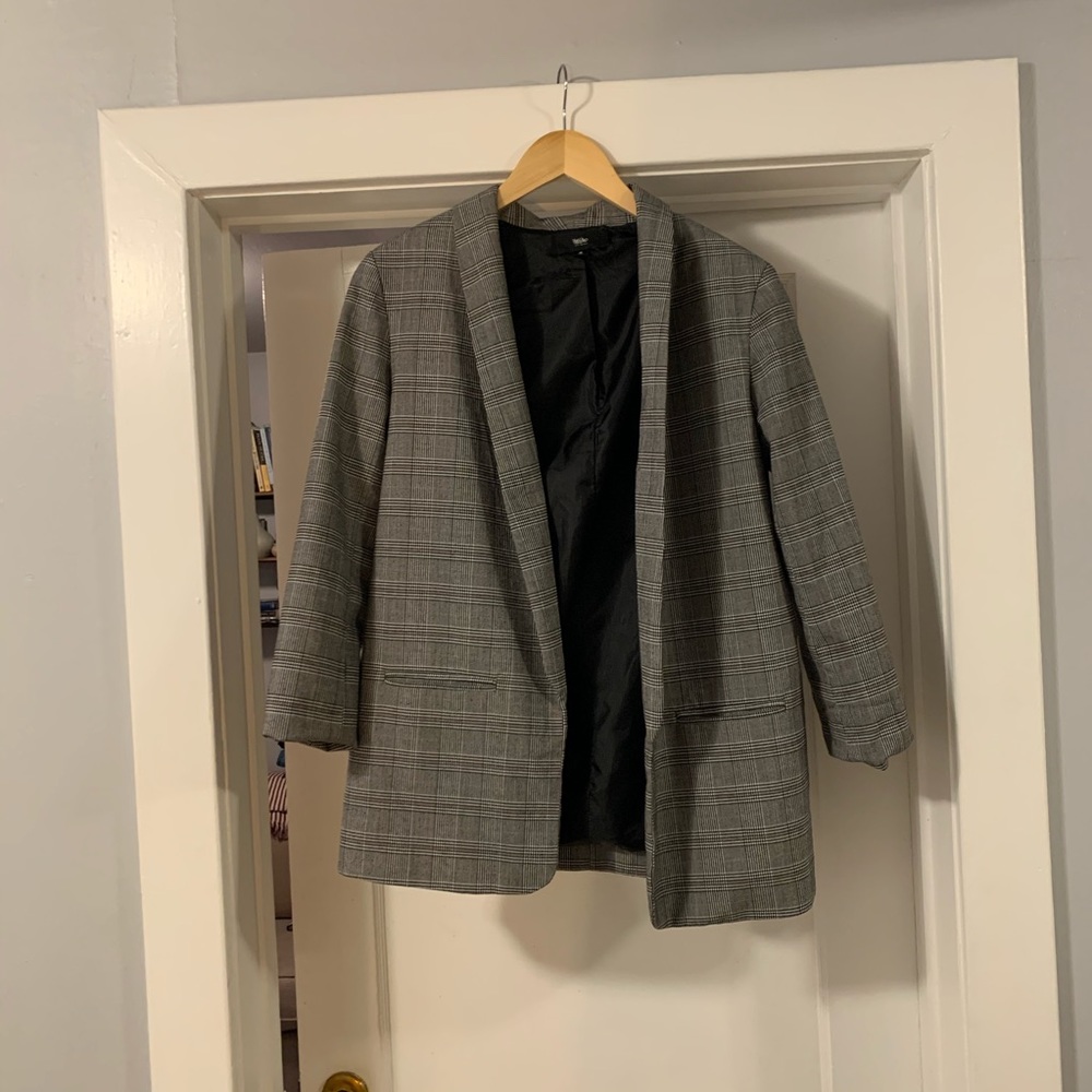 Plaid 3/4 sleeve blazer